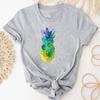 (Asian Size)Tee Top Fashion T Shirt Pineapple Cute 90s Lovely Style Clothing Casual Short Sleeve Women Print Lady Female Graphic T-shirt