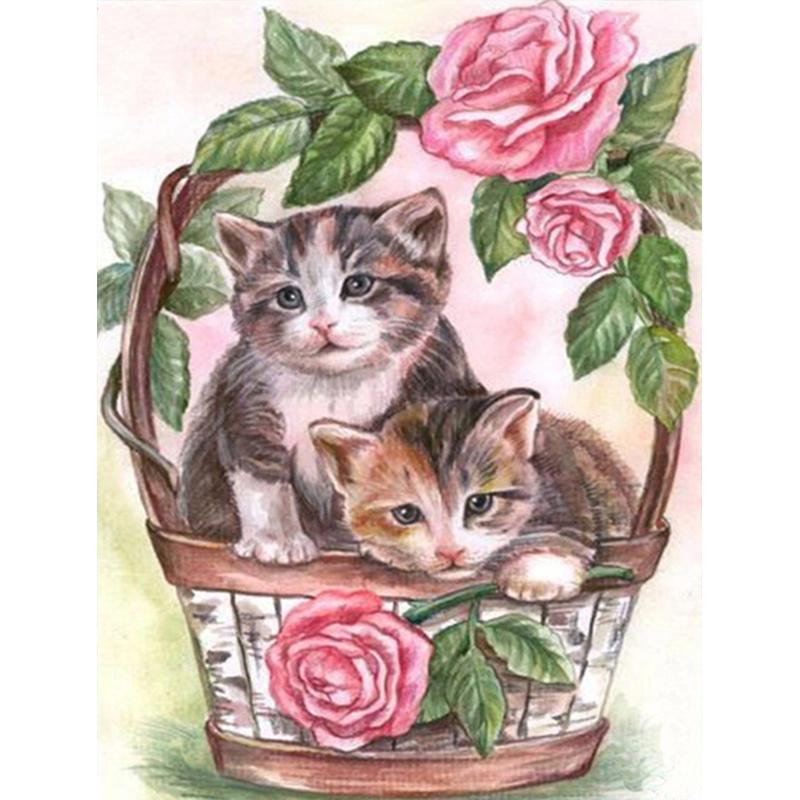 5D DIY алмазная живопись милые животные кошка вышивка крестиком полная дрель круглая/квадратная вышивка мозаика художественная картина из страз домашний декор