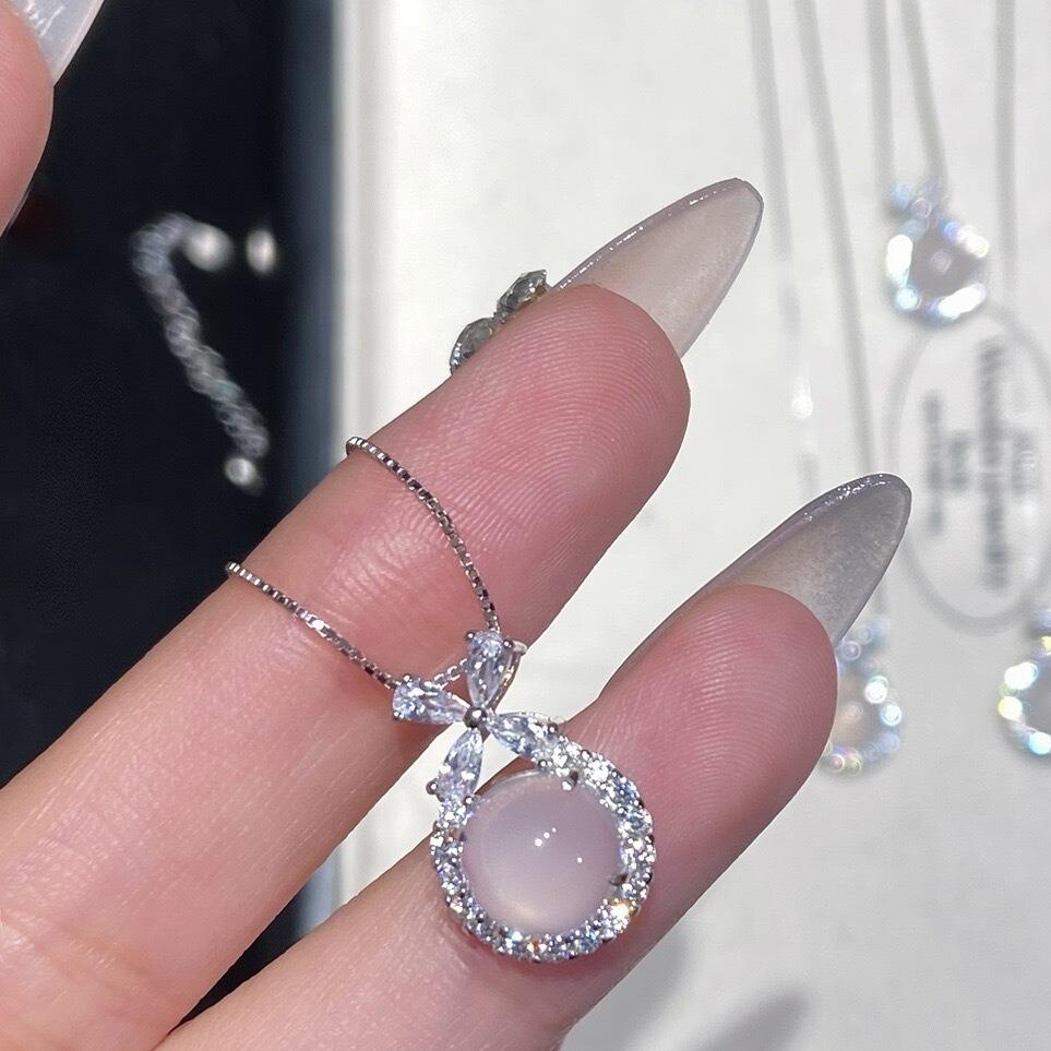 Побег с ожерельем «Принцесса-бант» для женщин, новый стиль, легкая роскошная темпераментная ниша, халцедоновая ключичная цепочка для подруги