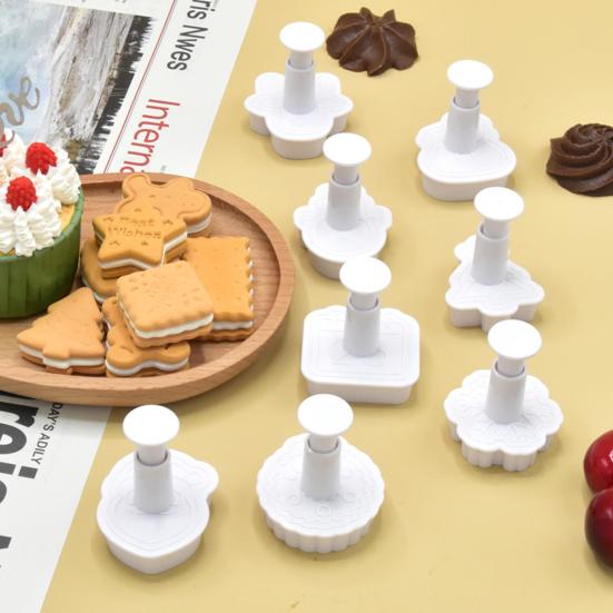 Набор из 8 рождественских формочек для печенья, милый Санта-Клаус, снеговик, снежинка, многоразовые вафельные штампы без бисфенола А для выпечки тортов и пирожных своими руками