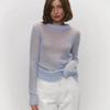 Women's New Spring and Summer Thin Jumper Hoodie Round Neck See-through Basic Knit Sweater Candy Colour