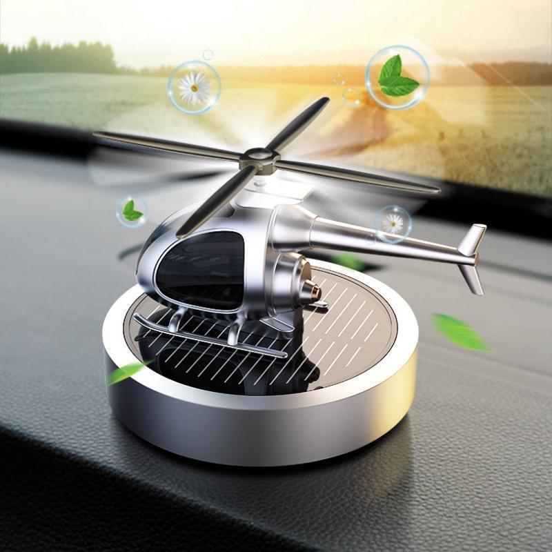 Солнечный автомобильный ароматизатор Вертолет Настольное украшение Металлический самолет Модель самолета Автоматический вращающийся диффузор духов