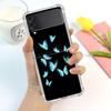 Beauty Pink Butterfly Luxury Case For Samsung Galaxy Z Flip 3 4 5g Funda Z Flip3 Clear Pc Hard Shockproof Back Phone Coque Shell