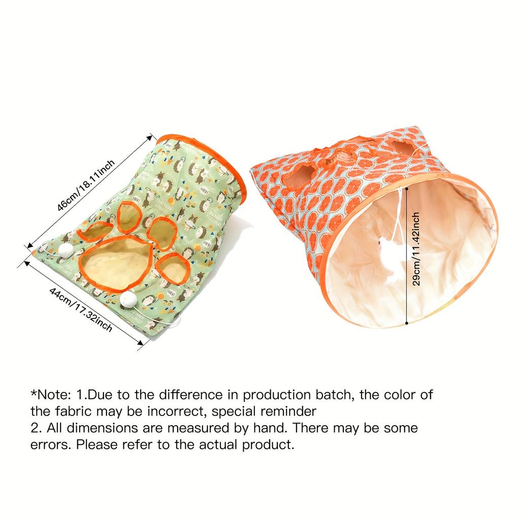 Складная игрушка-туннель для кошек для интерактивной игры, в комплект входят смотровое отверстие и подвесной мяч