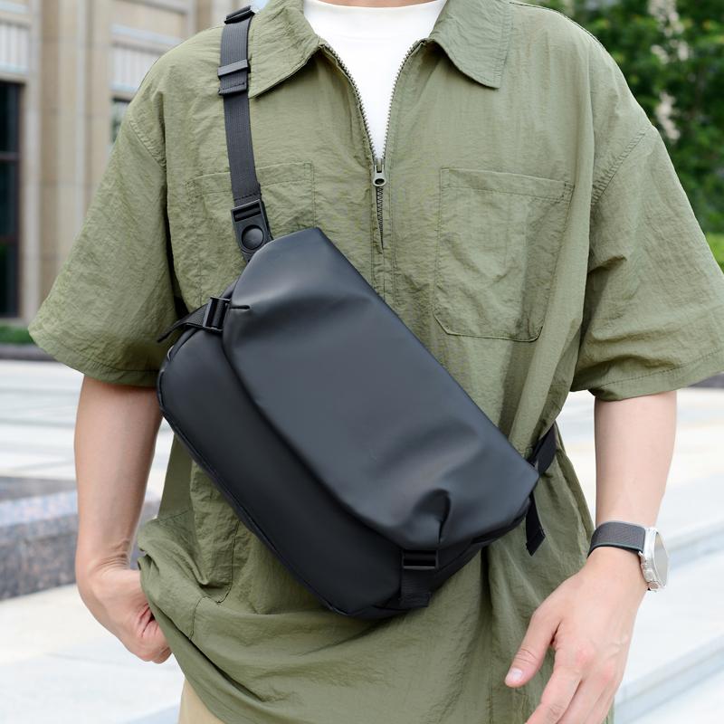 Men's Fashion Waterproof Crossbody Shoulder Bag Lightweight Large Capacity Casual PU Messenger Bag