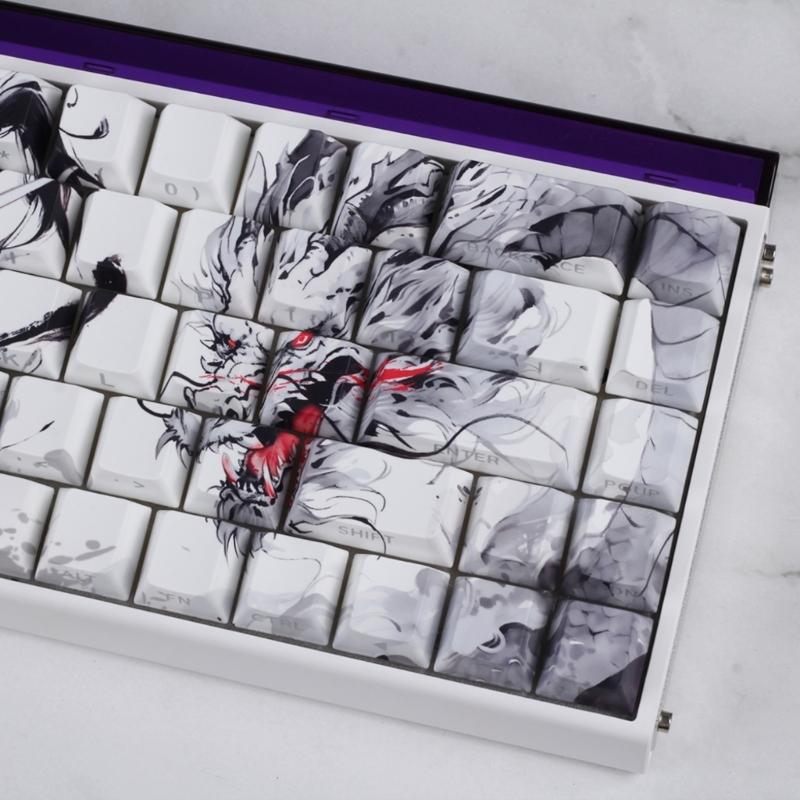 Нескользящие PBT кейкапы Тема Дракона Боковая печать Для большинства механических клавиатур 60% 68% Рисунок