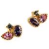[F5860] - Gold Plated 'Merveilles' Earrings Purple Pink Blue