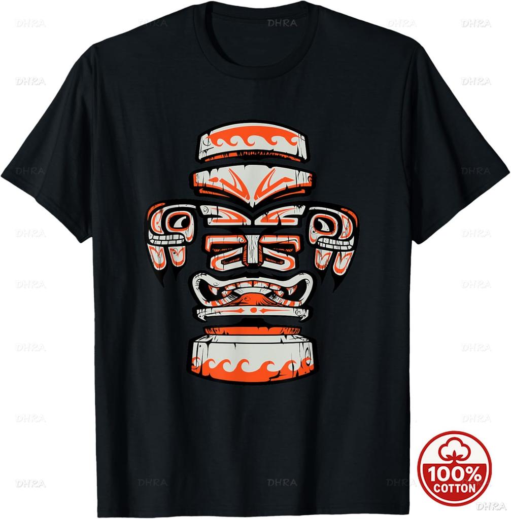Vintage Tiki Hawaiian Polynesian Mask Totems Gift Tshirt Unisex Cotton Loose Clothing Tops Graphic T Shirts Vintage Streetwear
