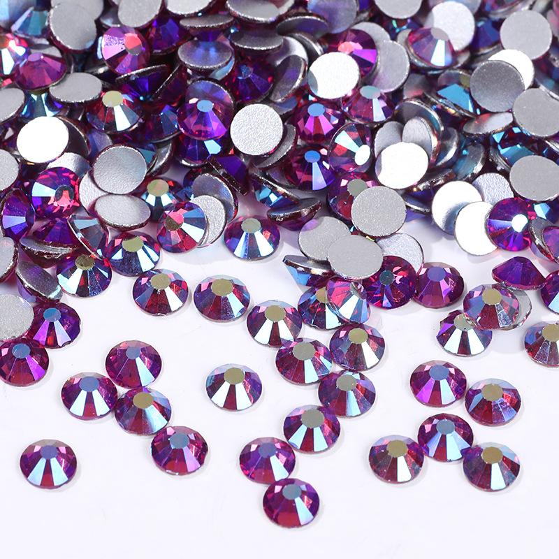 Цветной АБ Хрусталь Плоское Дно Сверло Круглое Сверло для Ногтей Сделай Сам Красочные Украшения для Ногтей