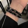 Unisex Black Beaded Bracelet: Trendy Design, National Style, Perfect for Couples and Friends.