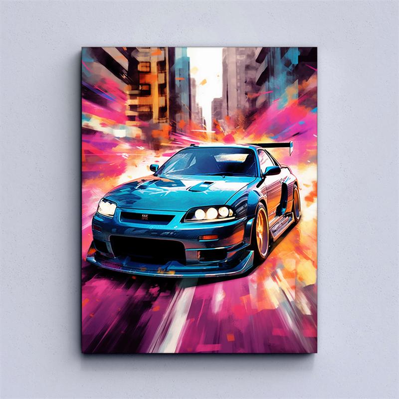 Горячий Красочный Неон C8 Роскошный Автомобиль Пресс Качественный Плакат Эстетика Искусство Домашняя Стена Холст Домашняя Комната Водителя Гараж Жилой Декор Дизайн