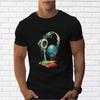 New Summer Men's Fashion T-shirt Color Dynamic Headphones Printed Men's T-shirt Top