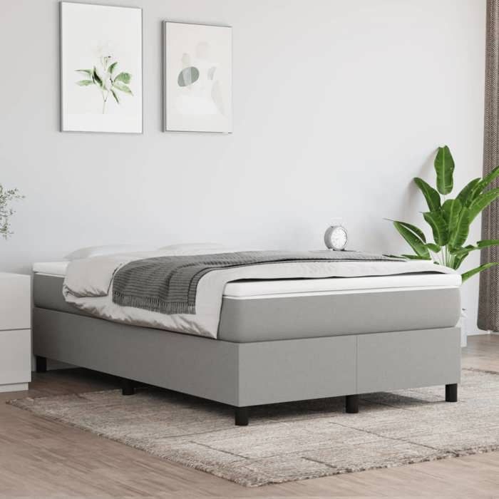 Maison Exclusive - Sommier à lattes de lit et matelas gris clair 120x190 cm tissu