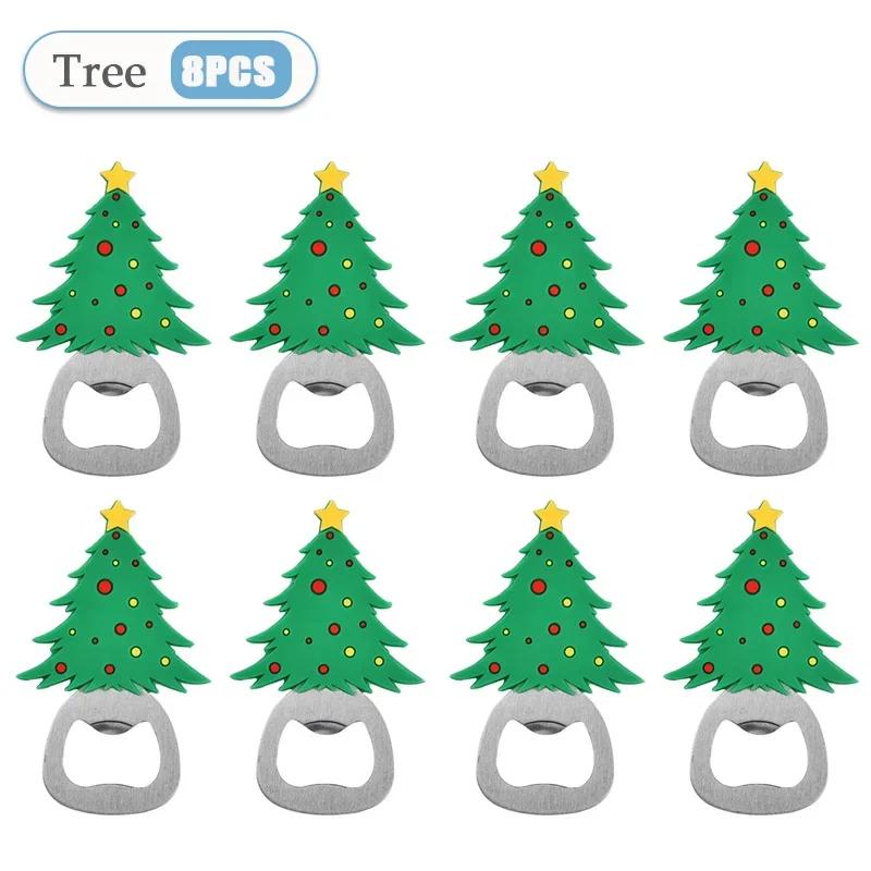 1-10PC Christmas Magnetic Bottle Opener Santa Claus Beer Eagle Silicone Fridge Magnet Kitchen Tool Holiday Gift Party Home Decor