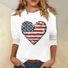 Женская мода, повседневная свободная футболка с принтом на День независимости и круглым вырезом, рукав 3/4, женский топ