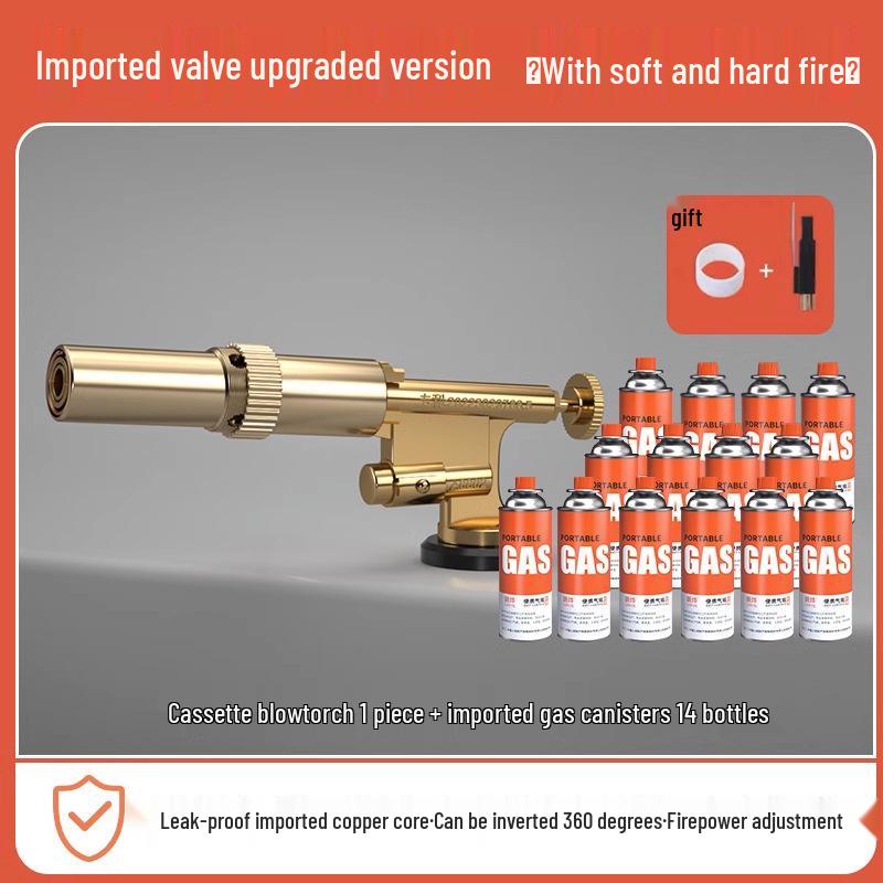 All Copper Flame Torch for Gas Cartridge - Handheld Blowtorch for Pig Hair Removal