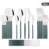 30Pcs Tableware Set Stainless Steel Cutlery Dinner Knife Dessert Fork Spoon Dinnerware White Gold Flatware Kitchen Silverware
