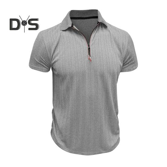 Мужская летняя рубашка с коротким рукавом, застегивающаяся на молнию, с лацканами, жаккардовый пуловер, свободная рубашка для поездок на работу и путешествий на открытом воздухе