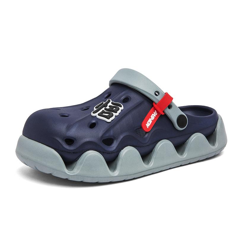 Туфли с дырочками на толстой подошве, мужская модная индивидуальная верхняя одежда, тапочки-мешки, мужские нескользящие пляжные сандалии двойного назначения