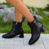 2024 Лидер продаж женские зимние ботинки из мягкой кожи с квадратным носком, короткие ботильоны на высоком каблуке, женская модная осенняя обувь для вечеринок