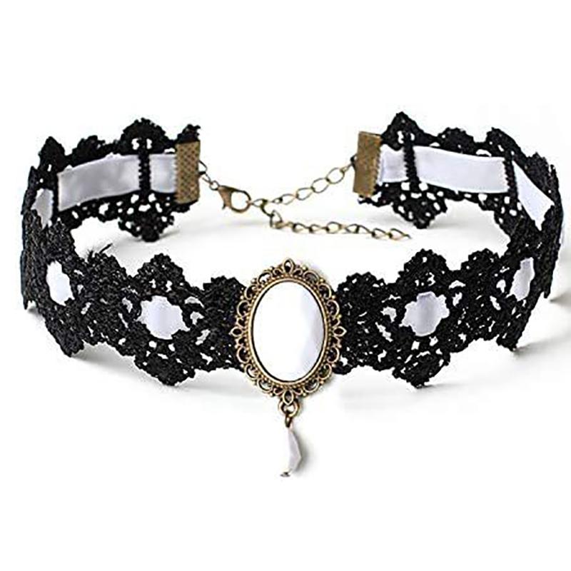 Готическое Викторианское Черное Кружевное Ожерелье Для Женщин Девушка Бохо Кисточкой Сексуальное Кружевное Колье Стимпанк Темный Стиль Лоли Хэллоуин Ювелирные Изделия