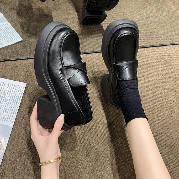 2024 новые весенние туфли женские на платформе-маффин французские ретро британские туфли кожаные туфли на высоком каблуке туфли Мэри Джейн