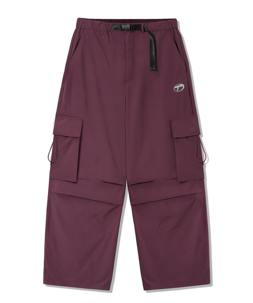 TRILLION Utility Belt Multi Knee Tuck Cargo Wide Pants_Magenta