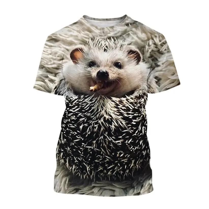 Summer Fashion Funny Cute Hedgehog Graphic T Shirts For Unisex New Casual Round Neck Printed Animal Pattern Short Sleeve Tops