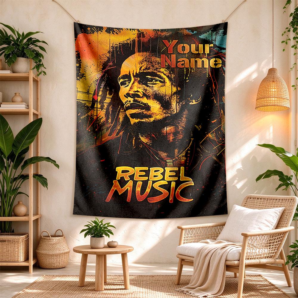 Bob Marley Personalized Text Tapestry Decorative Wall Tapestry Ultra-Soft Suitable for Living Room Ideal for All Seasons