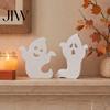 Ghost Photo Prop for Party Cute Halloween Wooden Table Sign, Spooky White Standing Handmade Craft Block Sign Holiday Tiered Tray Centerpiece,