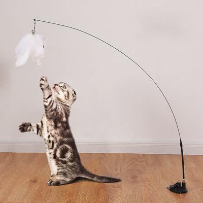 Интерактивная игрушка для кошек Handfree Cat Stick Играющий котенок Играющий тизер Палочка Игрушка на присоске Птица/перо Кошачья палочка Товары для домашних животных