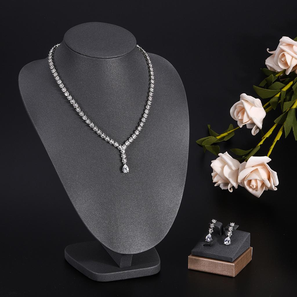 Ювелирные изделия в европейском и американском стиле, ожерелье с каплями воды из циркона, женственное свадебное платье, высококачественные свадебные украшения, комплект сережек-гвоздиков