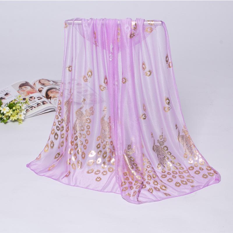 2024 Spring/Summer Women's Beauty Sand Scarf with Peacock Flower Design