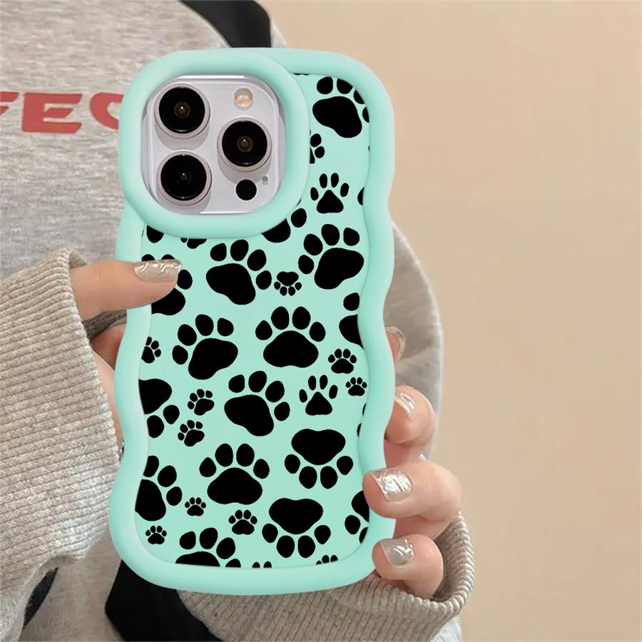 Милый Чехол для Телефона с Отпечатками Лапок Животных Мягкий для iPhone 11 8 16 Pro Max 14 15 Plus 12 XR 17 Air 13