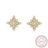 Fashion 18K Gold Snowflake Flowers Stud Earring for Women Irregular Round 925 Silver Gift Jewelry Party Jewelry Sterling Silver Jewelry