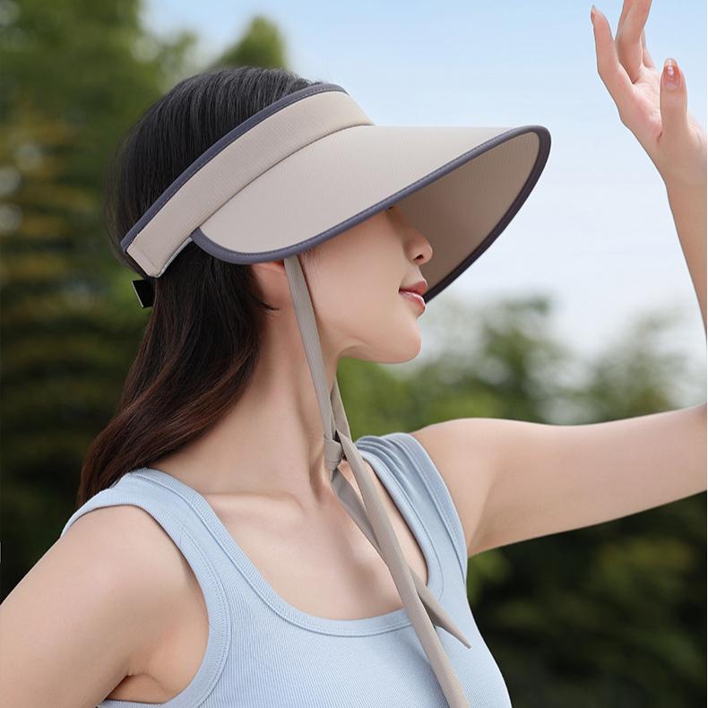Новая летняя женская шляпа Ice Silk с большими полями, солнцезащитная шляпа с защитой от ультрафиолета, козырек All Tide, пустая шляпа от солнца