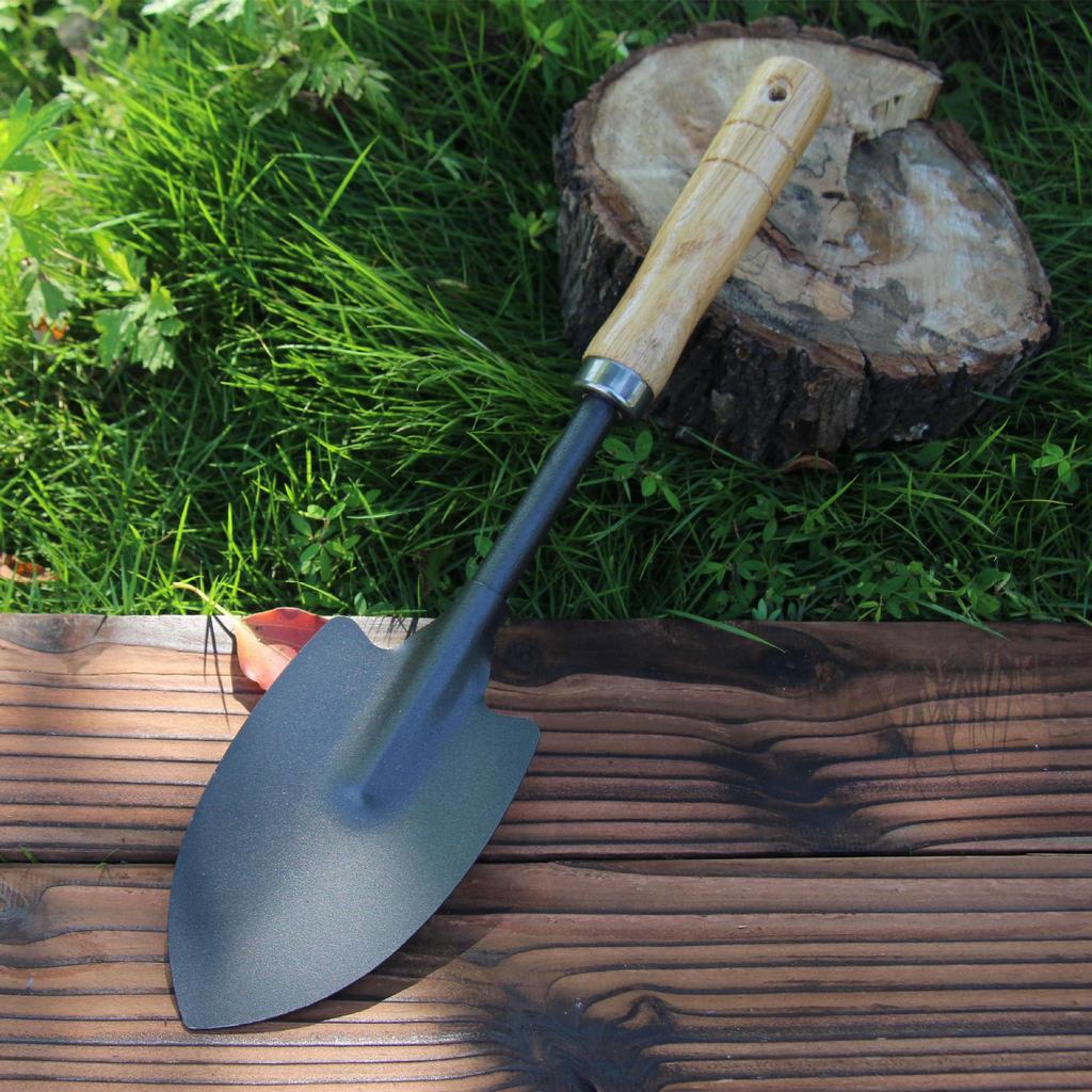 Wooden Handle 3-Piece Gardening Tool Set: Shovel, Hoe, Rake for Flower Pots