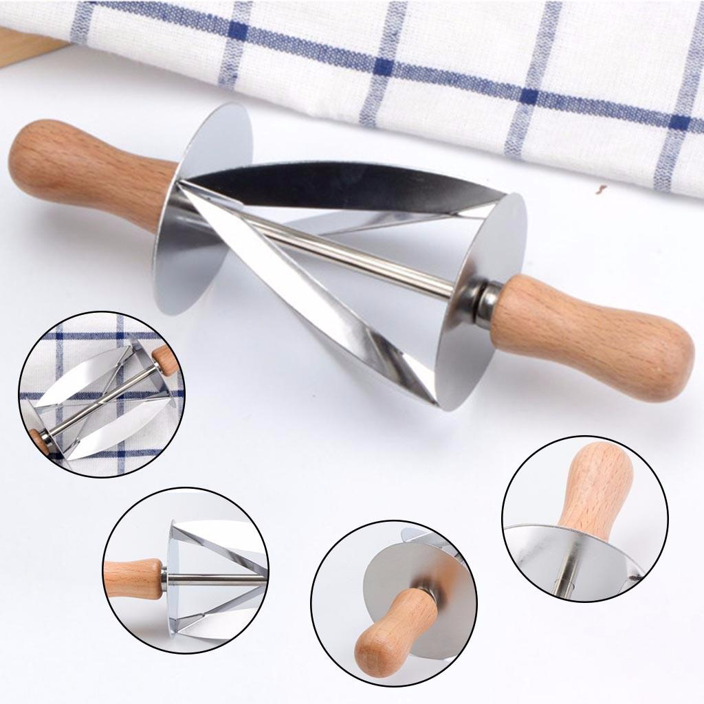 Sagit Stainless Steel Dough Croissant Rolling Pin Roller Cutter Baking Tool DIY