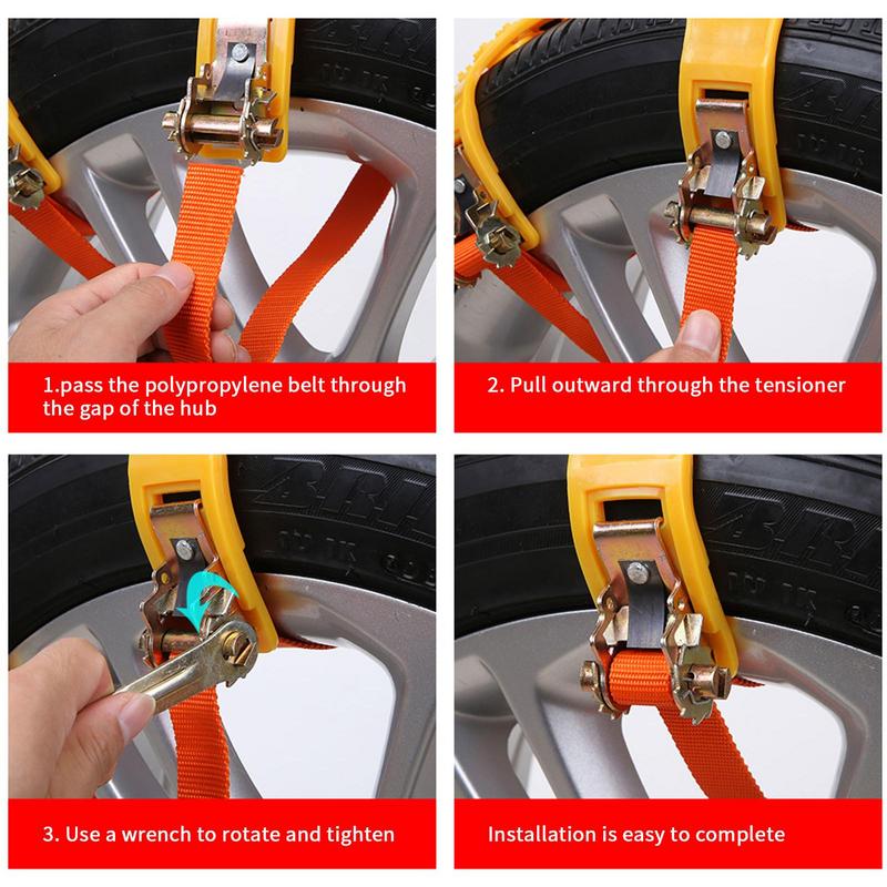 6-секционные автомобильные цепи противоскольжения для легковых автомобилей, утолщенные автомобильные цепи противоскольжения для шин диаметром 165–265 мм, автомобильные зимние аксессуары