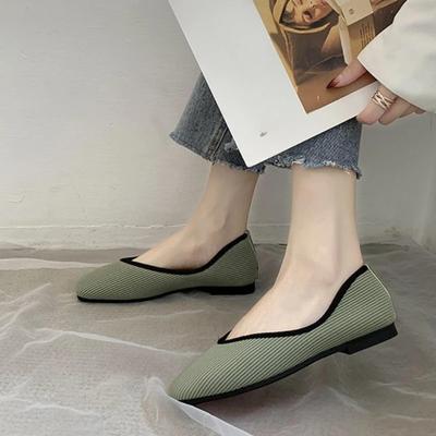 2024 обувь на плоской подошве из хлопчатобумажной ткани, женские желтые балетки, носки, женские туфли без шнуровки на плоской подошве, большие размеры 43