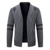 Men's V-neck Buttoned Fleece-lined Cardigan Sweater Long-sleeved Knitted Sweater Jacket