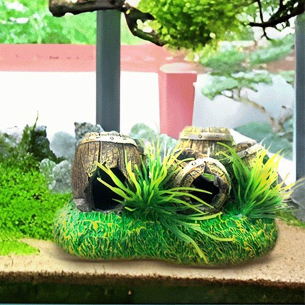 Creative Hideout Aquarium Ornaments Artificial Antique Barrels Betta Cave Hiding Spawning Spot
