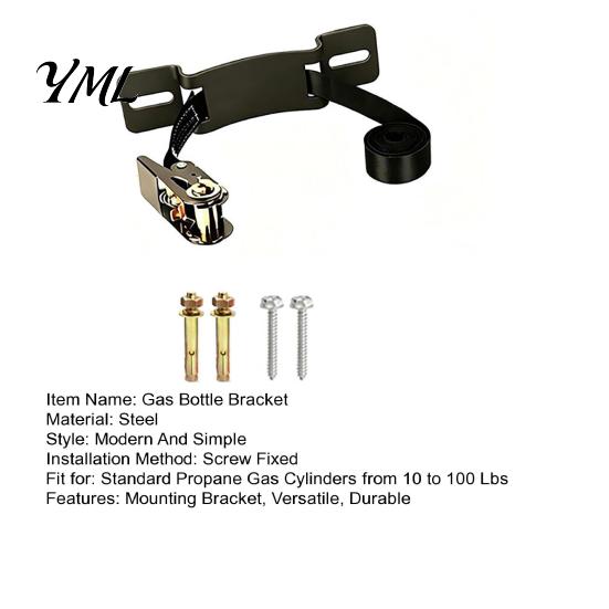 RV Propane Tank Mount Holder, Heavy Duty Steel Wall Mounted Gas Bottle Fixing Bracket, Cylinder Rack Adjustable Ratchet Strap And Screws Holder