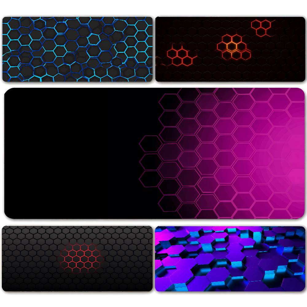 Gaming Mousepads Mousepad Geometric Large Mouse Mat Big Desk Pads Non-Slip Rubber Hexagon Mouse Pad Big Keyboard Mats 90x40cm