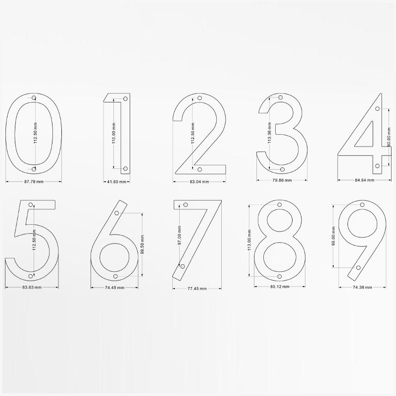 Адрес Большая Современная Дверь Алфавит Плавающий Дом Номер Буквы Знак #0-9 Черные Цифры 125 Мм 5 В Домашнем Уличном