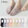 2 Pairs Silicone Anti-slip Invisible No Show Socks Summer Ultra-thin Breathable Sock Slippers Ice Silk Low Cut Boat Socks