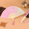 Janpanese Style Hand Held Folding Dance Fan Wedding Party Lace Silk Folding Hand Held Flower Tokyo