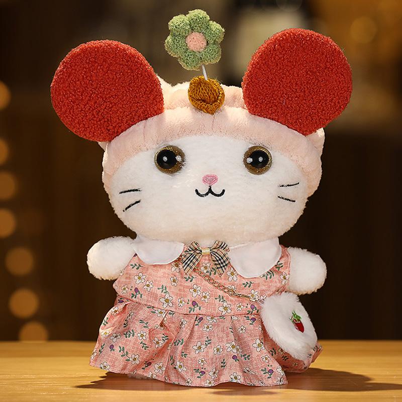 30 см Кафе Кот Маленькие Кошки Милая Подушка Плюшевая Игрушка Мягкая Кукла В Очках и Одежде Мультяшная Милая Игрушка