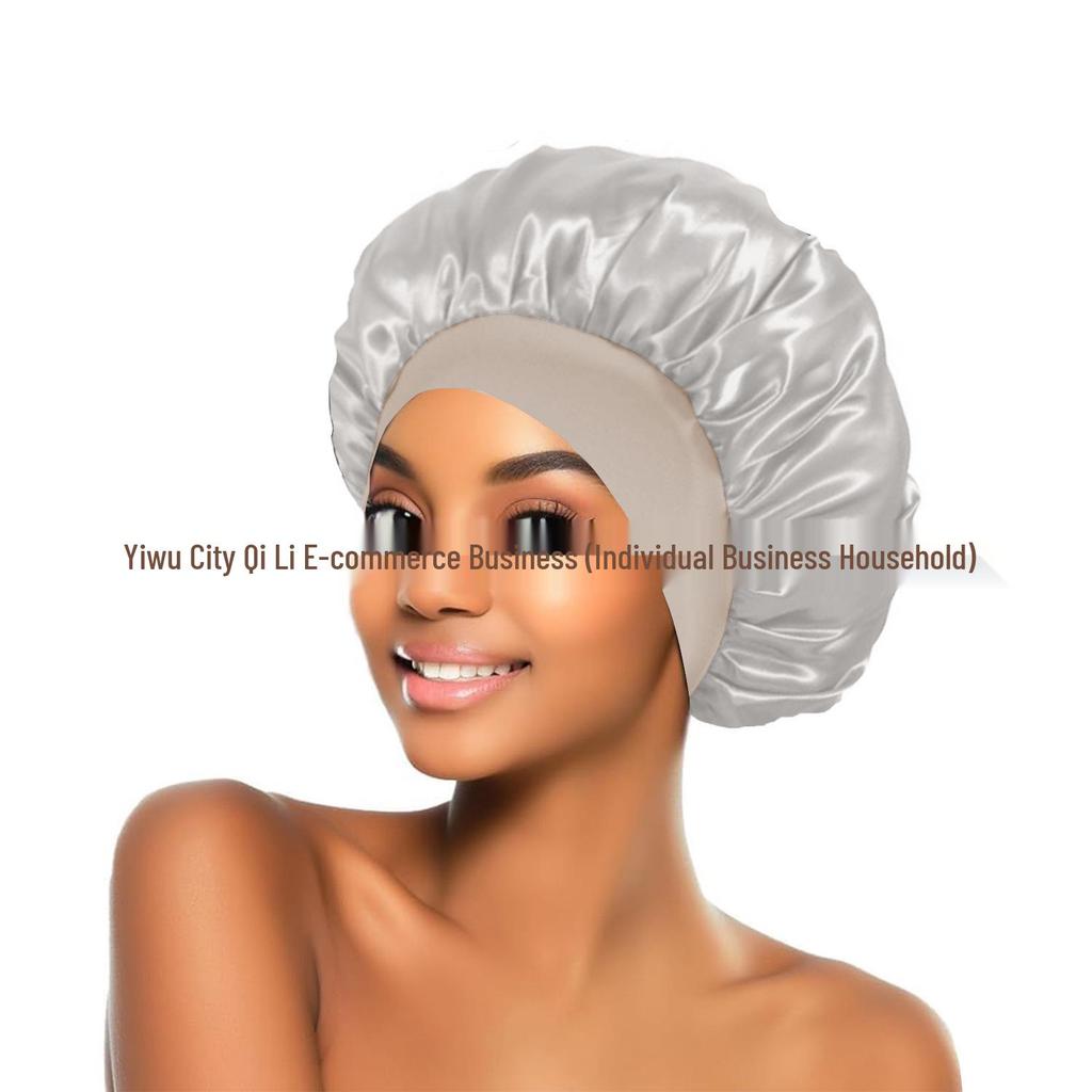 Women's Satin Wide-Brim Nightcap for Hair Care & Styling