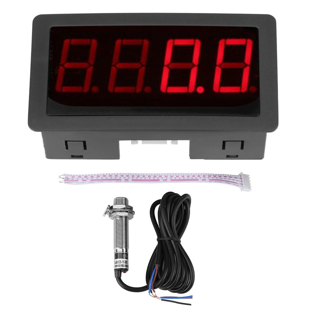 4 Digital LED Tachometer RPM Speed Meter Hall Proximity Sensor NPN(Red)
